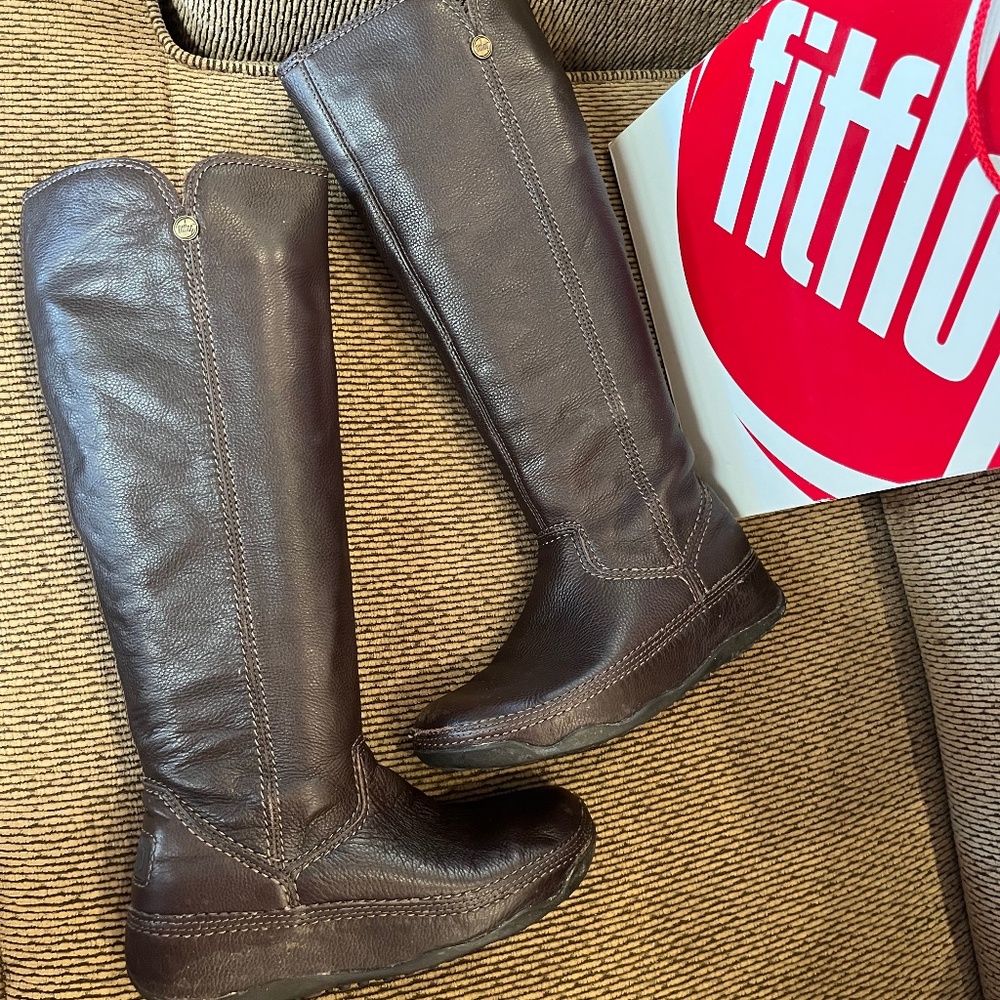 FitFlop Superboot , Tall Brown Leather Boots